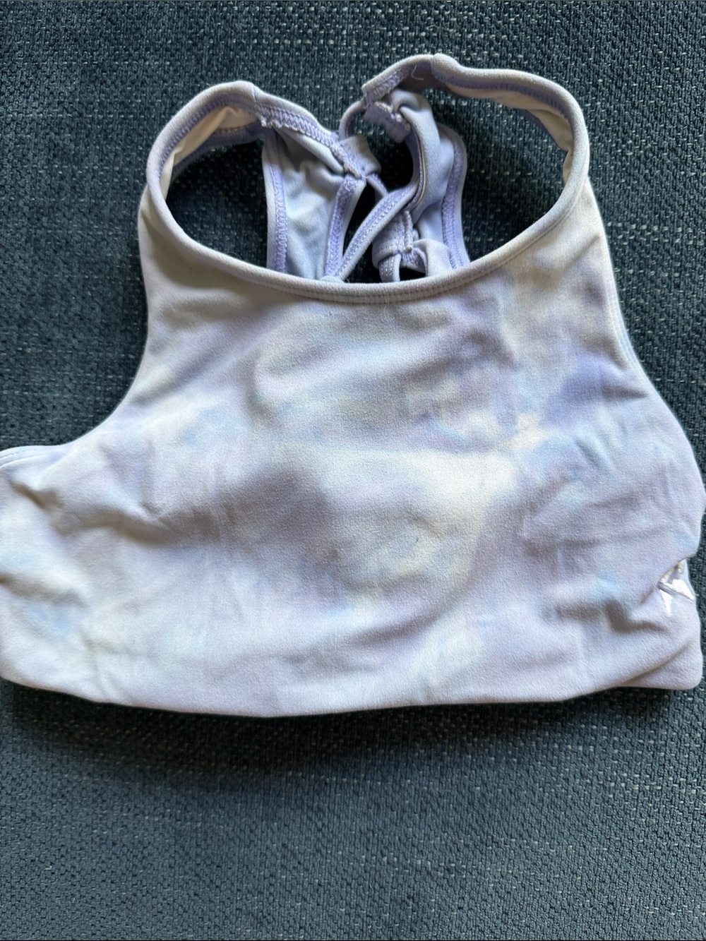 Rebel Athletic Tie Dye Lavender Sports Bra with Crisscross Back